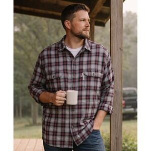 Carhartt Mens Western Americana Fort Plaid Flannel Button Up Shirt XL Lumberjack